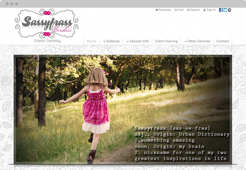Redframe Photography Websites Client Example - Sassyfrass Studios